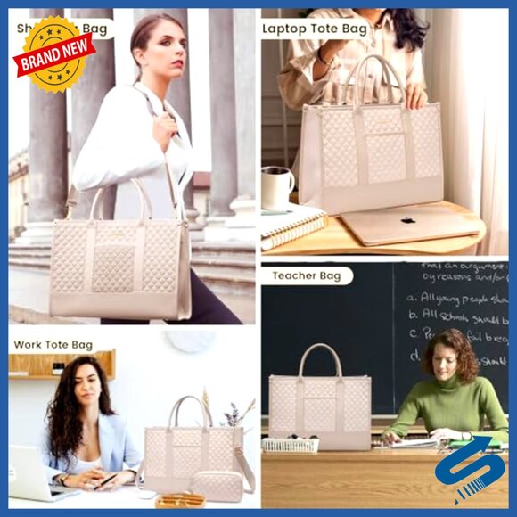 17 Inch Waterproof Laptop Tote Bag with Clutch, Lightweight Shoulder Bag - Picture 2 of 6